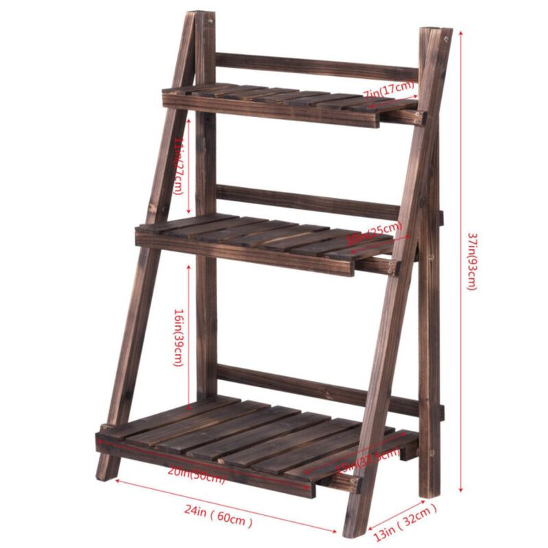 Hivvago 3 Tier Outdoor Wood Design Folding Display Flower Stand