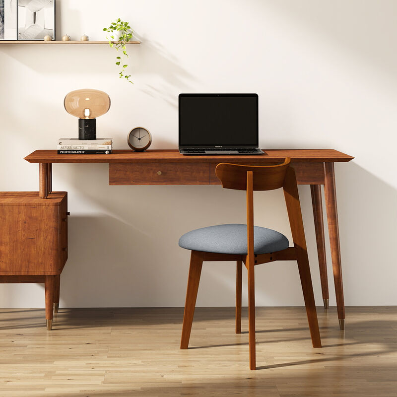 Mid-Century Modern Kitchen Chairs with Rubber Wood Frame and Padded Seat