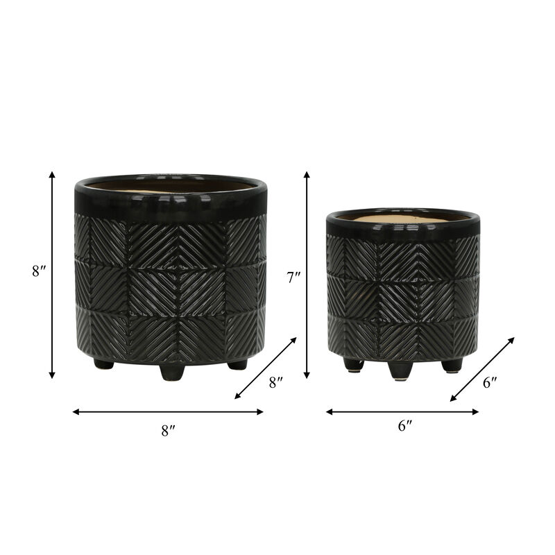 Textured Planters, Shiny Black