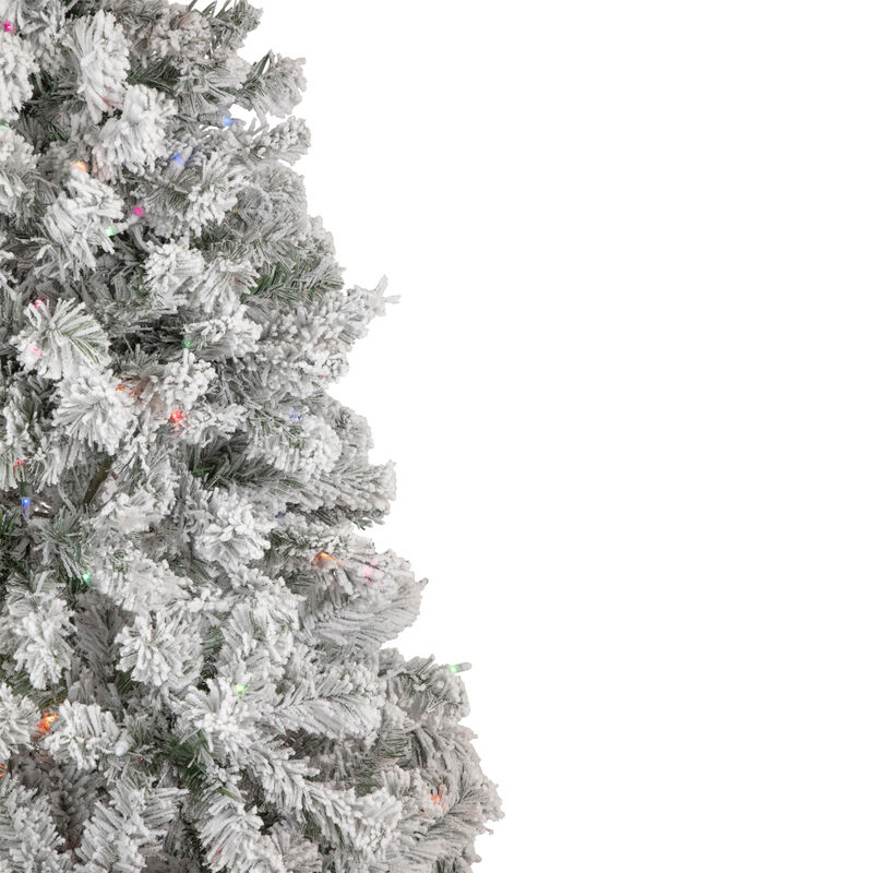 6.5' Pre-Lit Flocked Madison Pine Artificial Christmas Tree  Multi Lights