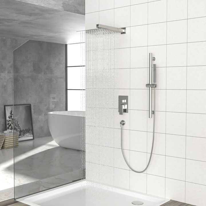 Brushed Nickel Wall Mounted Rain Shower System