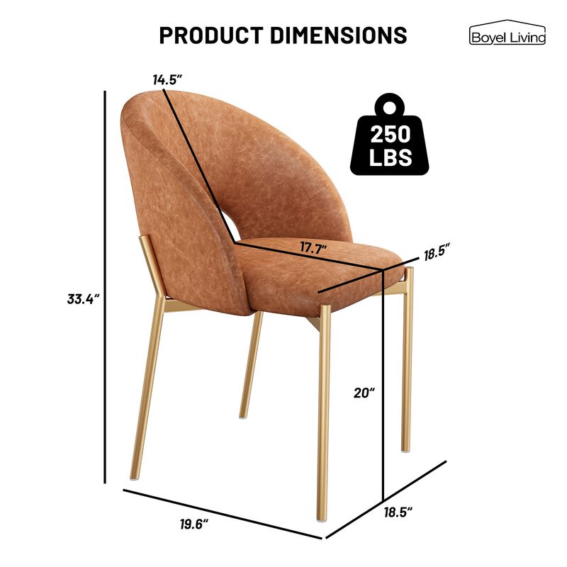 PU Dining Side Chair with Metal Legs,  for Dining Room, Bedroom, Living Room, Study Room, Office Area (Set of 2)