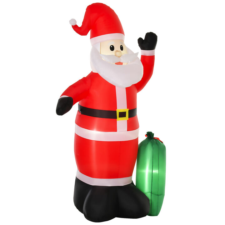 8' Christmas Inflatable Santa Claus w/Gift Bag, Yard Outdoor Holiday Decoration