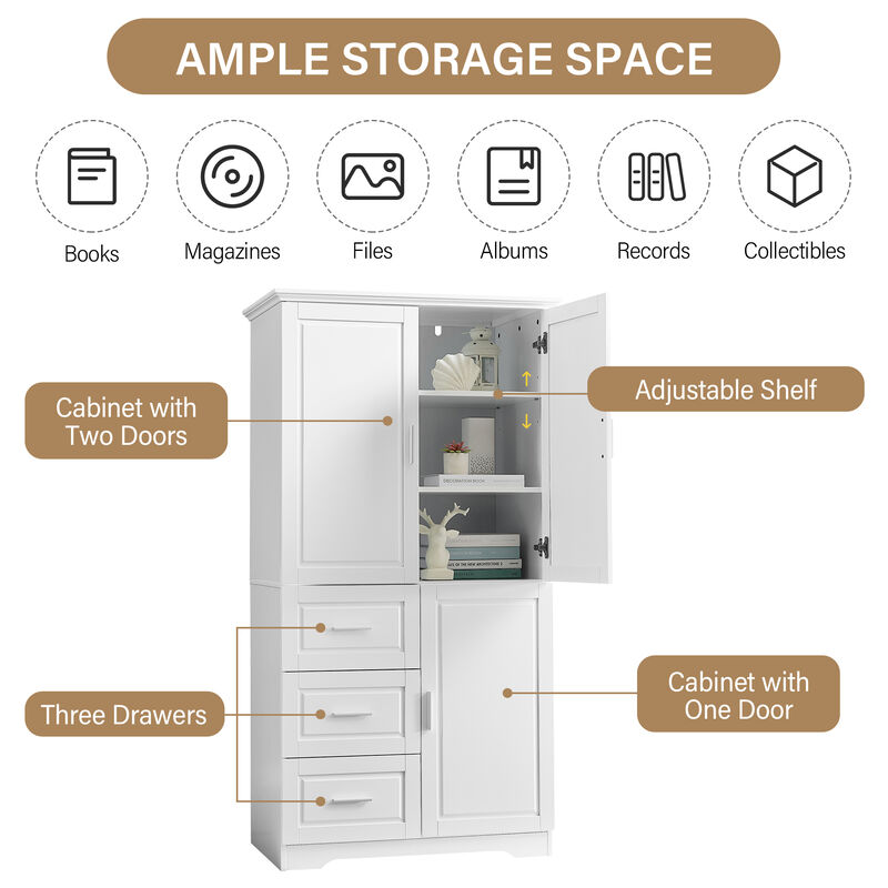 Merax Modern Storage Cabinet with Doors for Bathroom