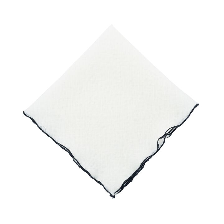 Linen Napkins With Black Ruffled Edges, Set of 4