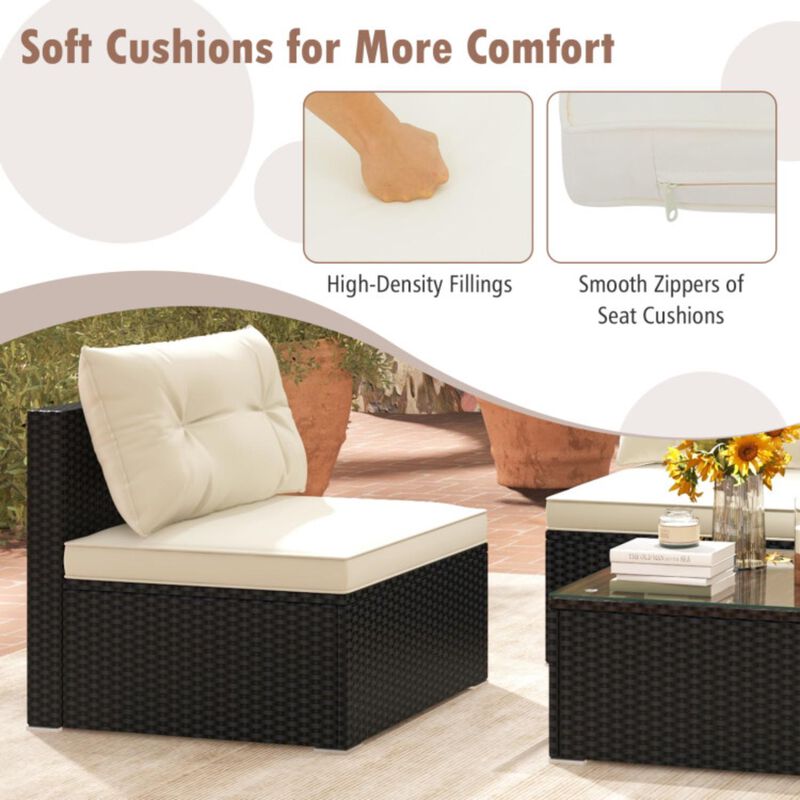 Hivvago 5 Pieces Outdoor Patio Furniture Set with Cushions and Coffee Table