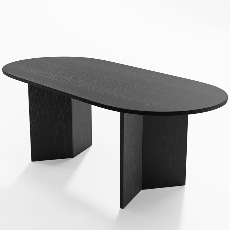 67 Brix Modern Black Oak Wood Oval Dining Table (Seats 6)