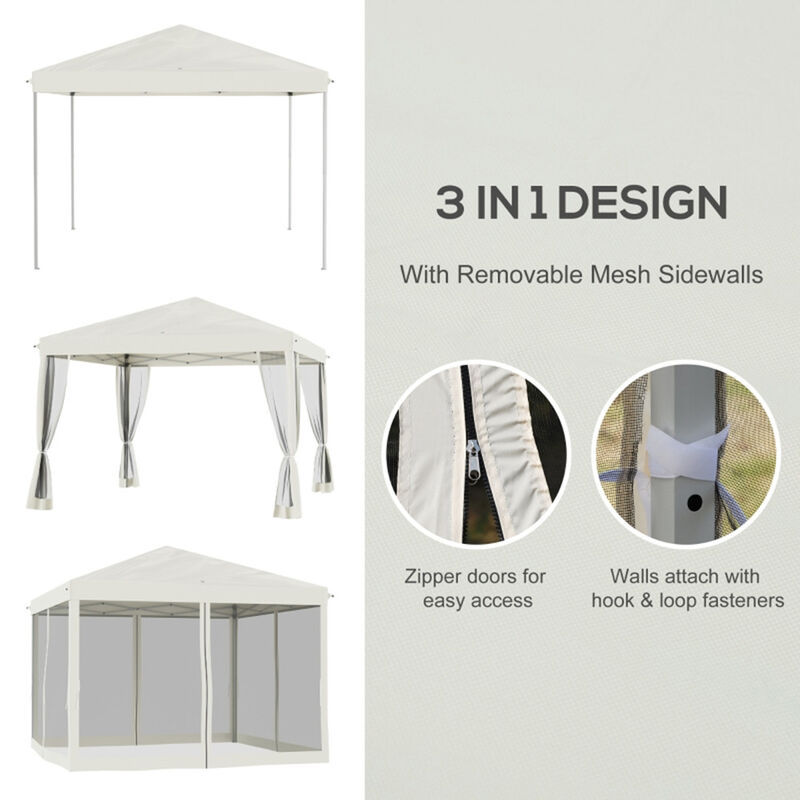Instant Pop Up Canopy Tent with Mesh Netting Height Adjustable and Portable