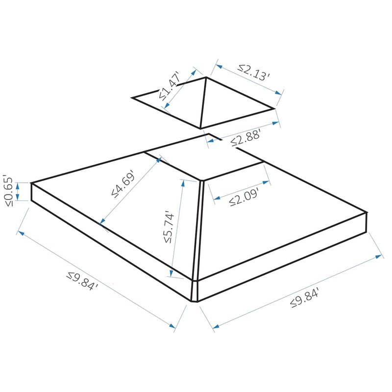 Light Grey Gazebo Top: 10'x10' 2-Tier Canopy Replacement Cover