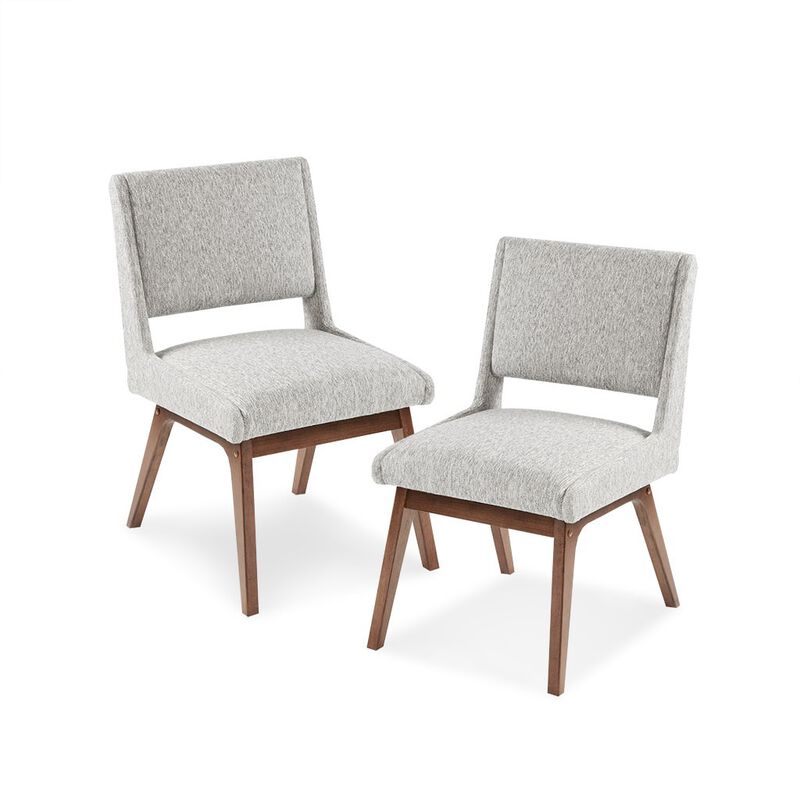 Gracie Mills Carlene Chic Upholstered Dining Chairs (Set of 2) - Pecan Finish